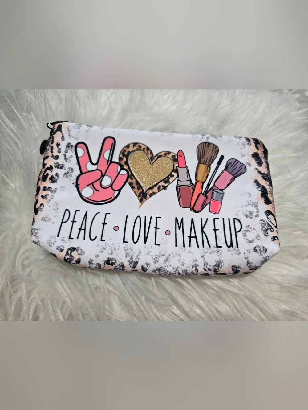 ✌️🩷Brand New Peace Love Makeup Cosmetic Pouch Bag